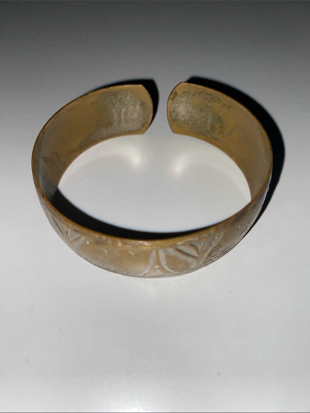 Carved Brass Open Cuff Bracelet in Warm Gold